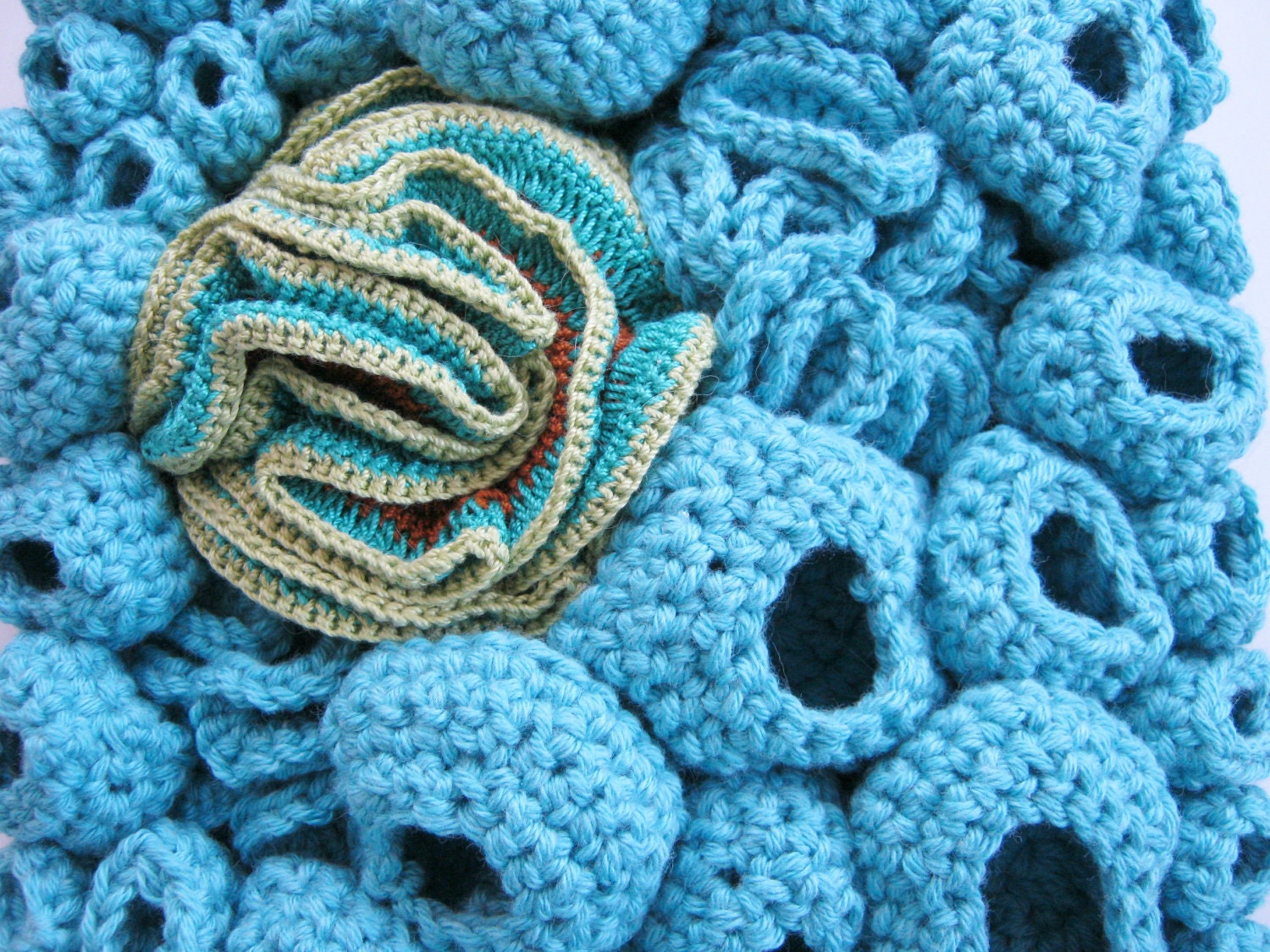 Fiber Art Mixed Media Soft Sculpture in Turquoise Blue - Lagoon