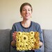 Modern Textile Wall Art Free Form Crochet in Gold and Yellow - Cluster
