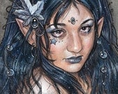 Across the night I saw your face ACEO - limited edition print 4/20 by Delphine Levesque Demers