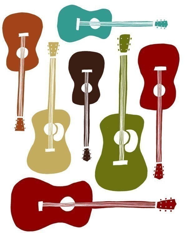 Play That Old Six String 8x10 Print - red