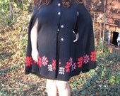 1960s sweater cape / 60s holiday cape