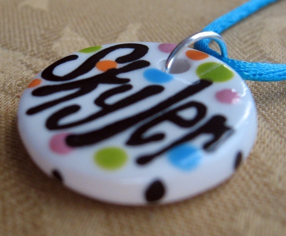 Hand Painted Personalized Childrens Polkadot Pendant