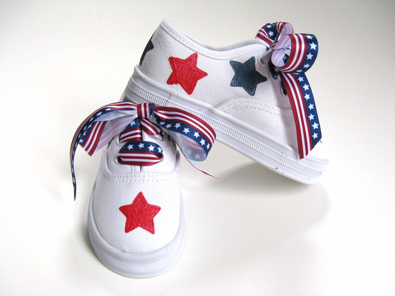 Girls Patriotic Shoes, Baby and Toddler, 4th of July, Hand  Painted, Kids Canvas Flag Sneakers