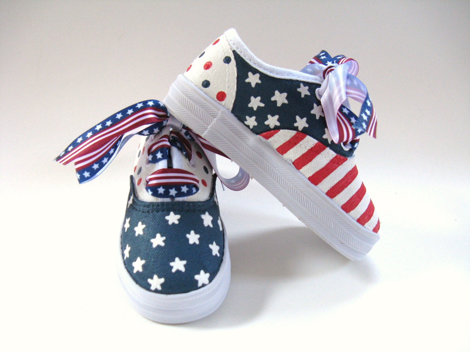 Girls Patriotic Shoes, 4th of July, Baby and Toddler, Hand Painted, Kids Canvas Sneakers