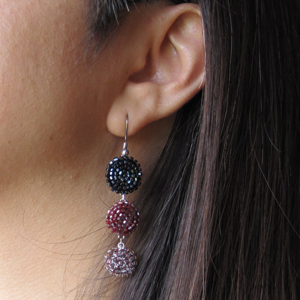 SALE Triple Star Beaded Earrings