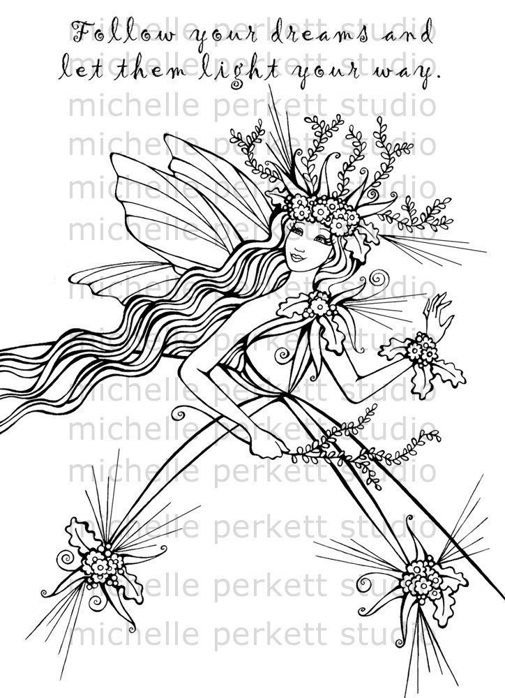 Digital Stamp Image Fairy Forest Woods Wings Inspirational Stamping Cardmaking Scrapbooking