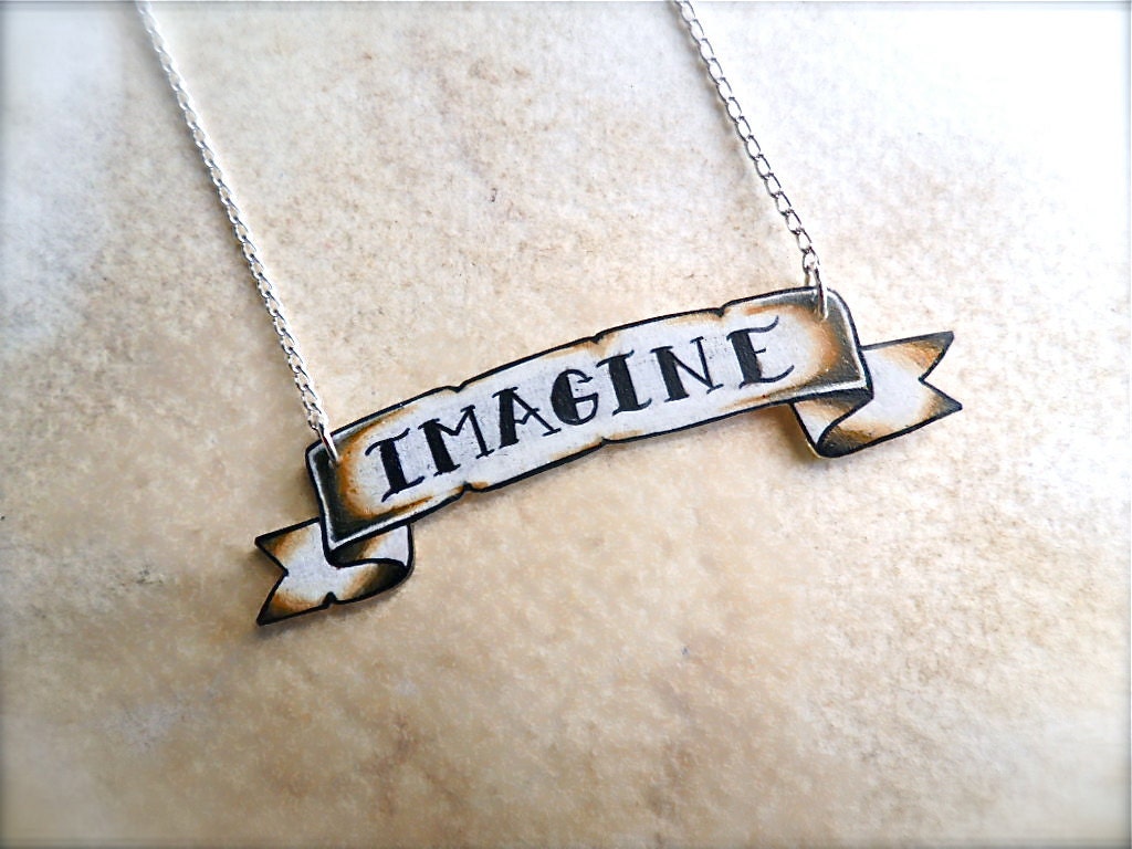 tattoo pike lettering custom banner name necklace