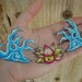 HUGE traditional japanese tattoo waves and pink and green lotus flower necklace