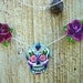 sugar skull and rose tattoo necklace day of the dead (dia de los muertos calavera)