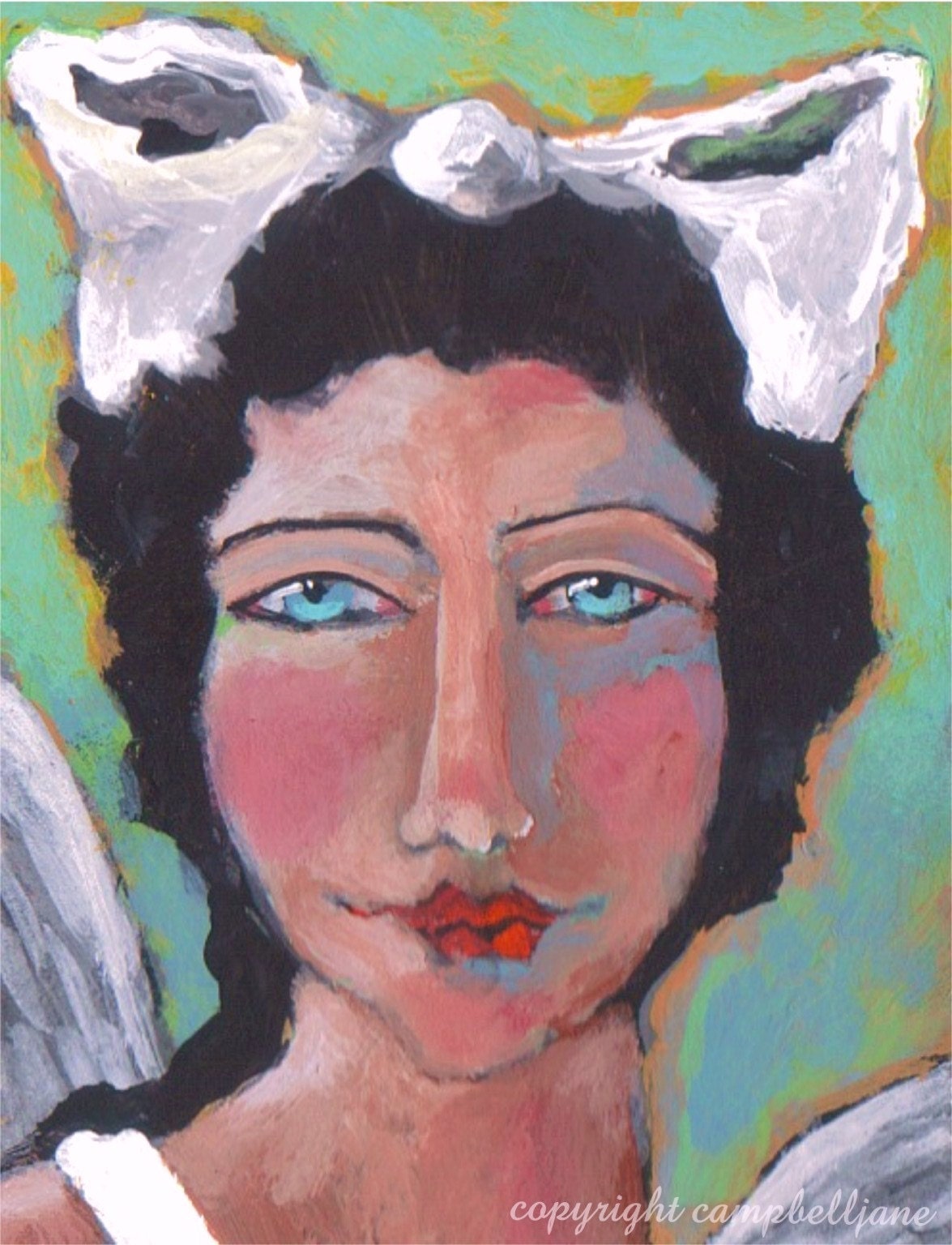 Angel With Big Bow Signed Print 5 x 7
