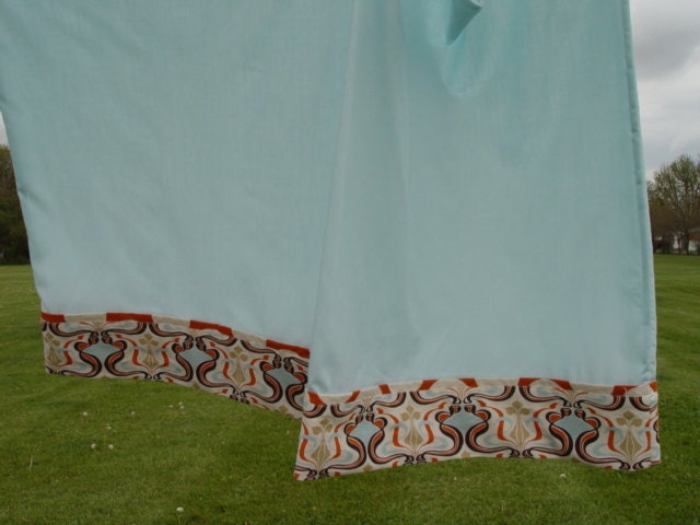 Mod Pillow Case Set-light blue, orange