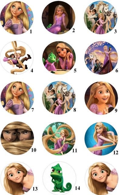 Tangled Rapunzel Bottle Cap Hair Bow - You Choose Design and Ribbon Color