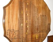 Up-cycled Antique Wooden Table Top featuring Waterloo Station Tower Block