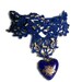 Royal Blue Crocheted Beaded Choker with Heart Pendant