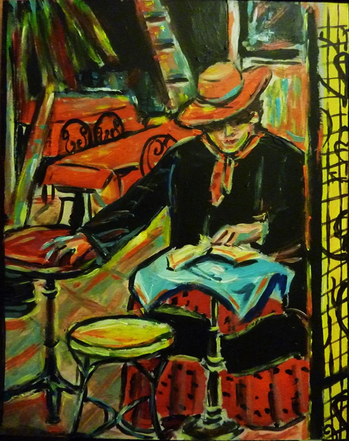Relaxing in the South of France - Reproduction of Original Painting 8 X 10