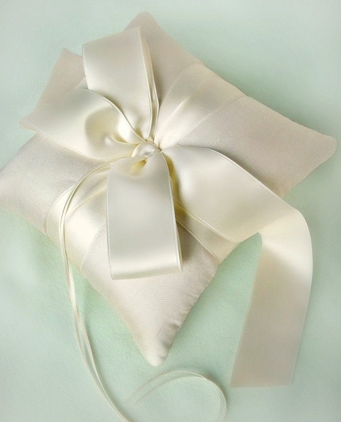 Plain and Simple Ivory Silk Dupioni Luxe Ring Bearer Pillow