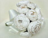 All White Catala Bouquet in Silk Dupioni and Silk Taffeta