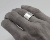 Bark Texture Hammered Silver Ring, Minimalist