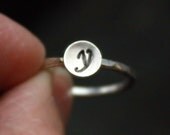 Silver Initial Ring, One Stacking Monogram Ring
