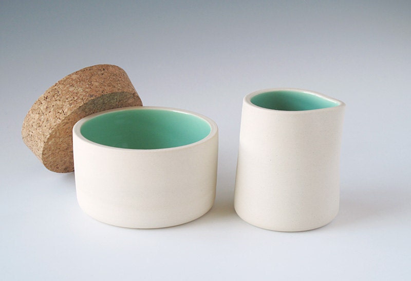 sugar & creamer set. (turquoise)