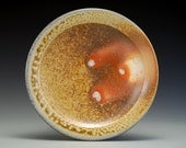 Small Plate, earth tones, handmade wheel thrown porcelain, wood and soda fired