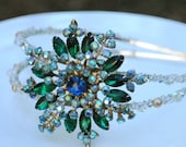 The Peacock OOAK Vintage Rhinestone Headband