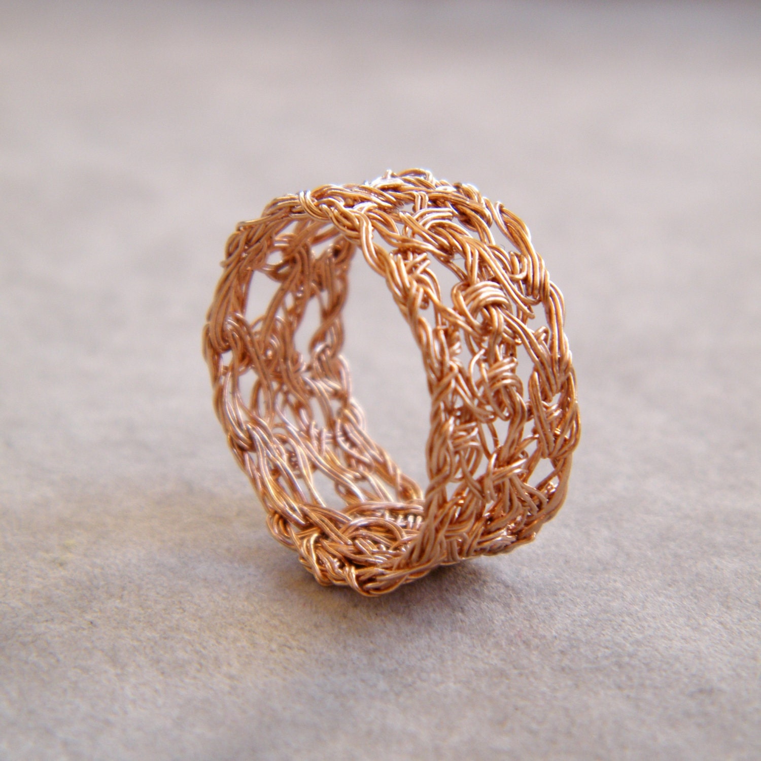 Crochet Lace Ring, 14k Rose Gold Filled Wire, Crochet Gold Wire Ring, CUSTOM SIZE
