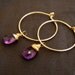 Hand Crafted Amethyst Hoops, gold filled