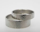 Hammered Palladium White Gold Wedding Set