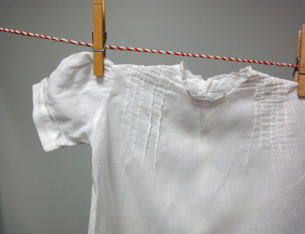 Delicate 1940s Baby Dress, White Cotton Faille