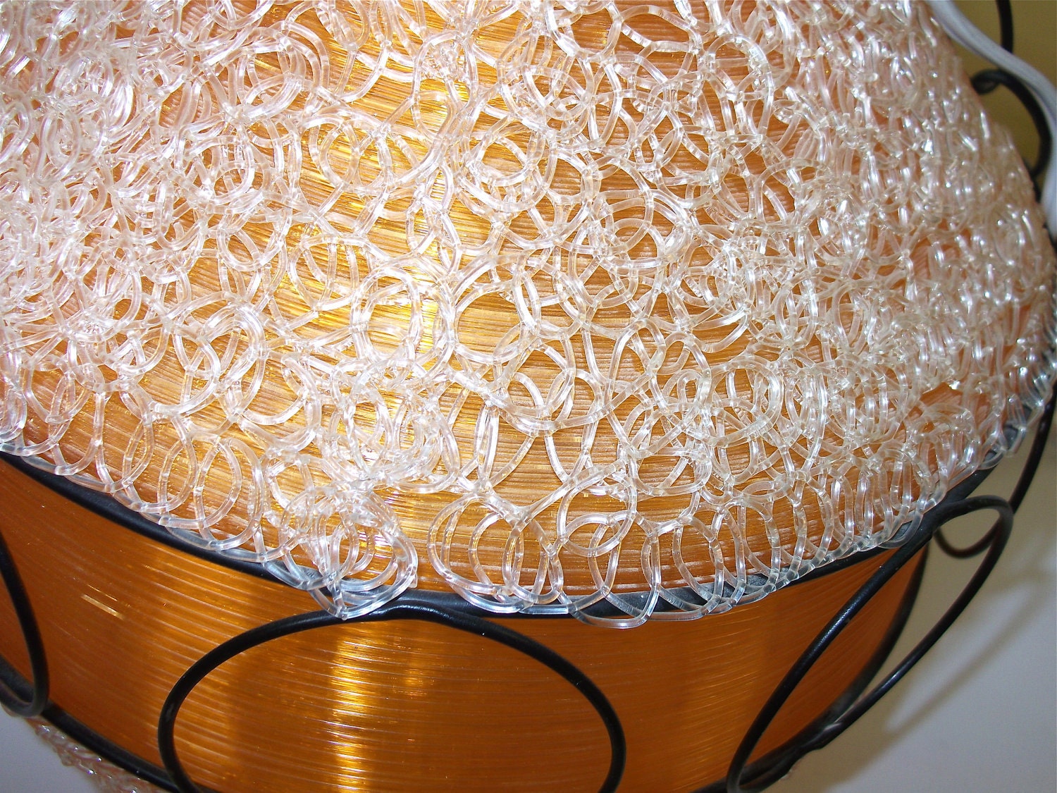 Vintage Orange Spaghetti Spun Glass Swag Lamp Retro Spaghetti Light  Home Decor Lighting