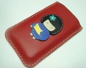 Sakura the Geisha Doll iPhone Leather Case ( Red )