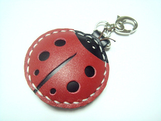 Penny the LadyBug Leather Bag charm ( Red )