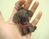 Leather Keychain - Cocoa the Chocolate Labrador Leather Charm ( Dark Brown )