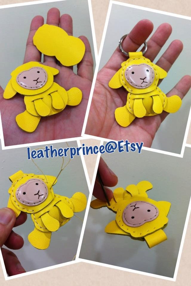 Chii the Lamb Leather Keychain ( Yellow )