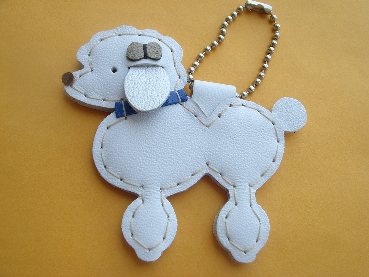 Siqi the Poodle Leather Bag Charm ( White )
