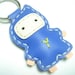 Lovely Taka the Ninja Leather Keychain ( Bright Blue )