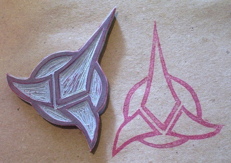 Star Trek Klingon Logo - handcarved rubber stamp