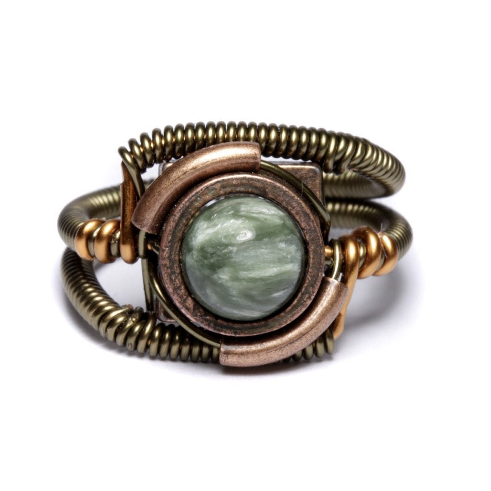 Steampunk Jewelry - RING - SERAPHINITE - Seen on Warehouse 13