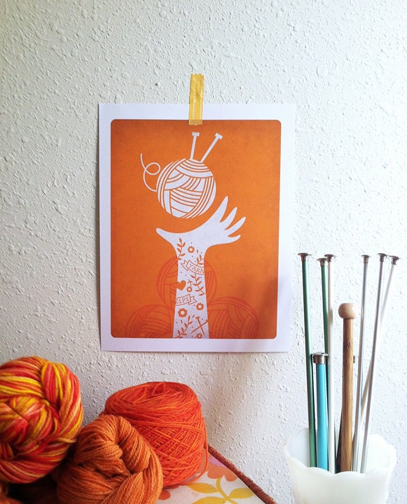 Yarn Love Digital Art Print - Orange