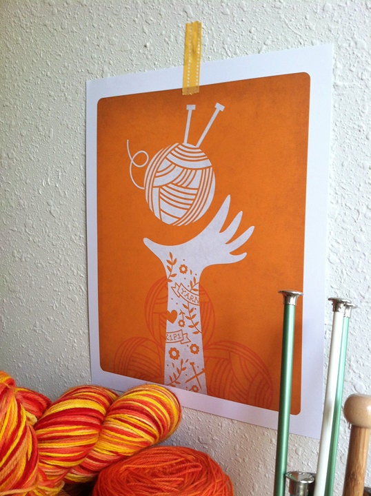 Yarn Love Digital Art Print - Orange