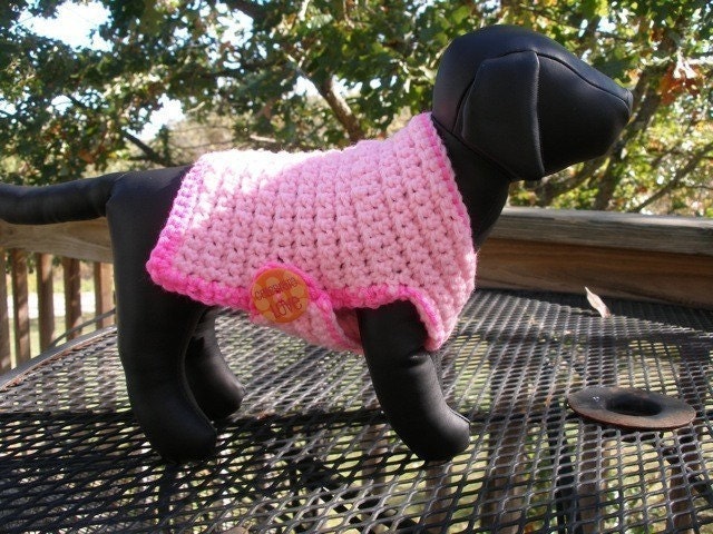 Immediate Download - PDF Crochet Pattern - Pink Ribbon Dog Sweater