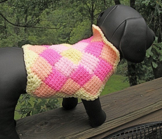 Immediate Download - PDF Crochet Pattern for The Harlequin  Dog Sweater