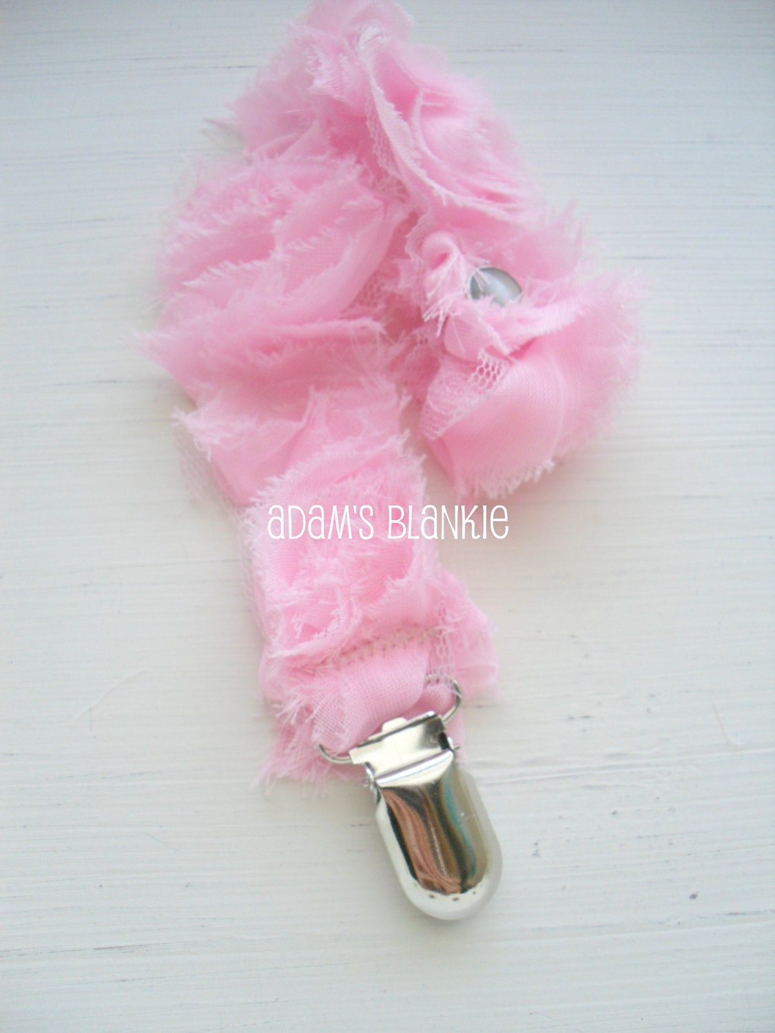 Gorgeous Shabby Chic Rosettes Baby Girl Pacifier Binkie Clip - Pink Rosettes