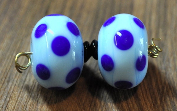 Handmade Lampwork Glass Bead Earring Pair Lapis Blue - SRA