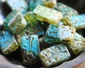 4 Beyond The Shores - Czech Glass Carved Rectangles
