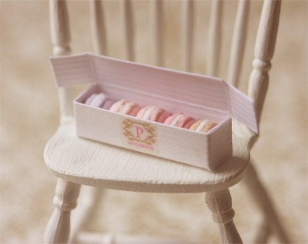 Miniature Food - Dollhouse Assorted Pink Macarons in Elegant Box - For Lati Yellow or Pukifee
