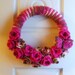Handmade Crochet 14 Inch Rose Wreath with Butterfly