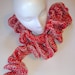Handmade Red and White Curly Crocheted Scarf