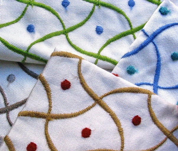Vintage Modern Graphic Embroidered Fabric